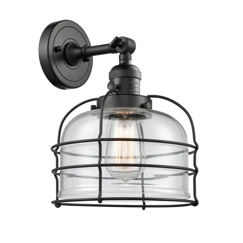 Bell Cage - 1 Light 9" Sconce, 3.5 Watt Vintage LED Bulb, Clear, Matte Black