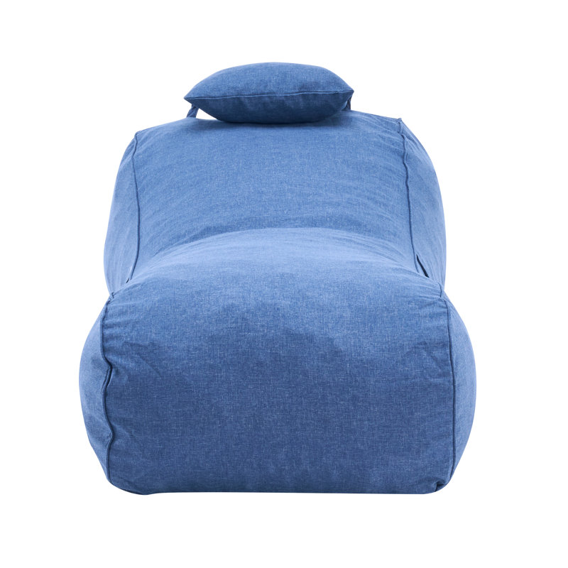 Lyric Outdoor Bean Bag Lounge Chair With Headrest, Navy Blue