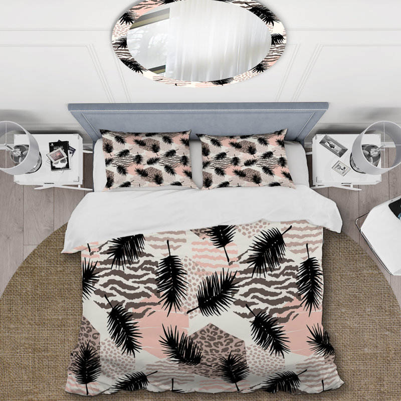 Ensemble de housse de couette en microfibre noir / beige 2 pièces