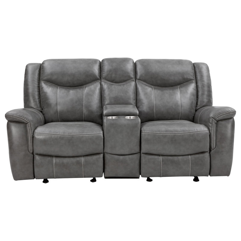 Artrice Upholstered Padded Arm Glider Loveseat Grey, Manual