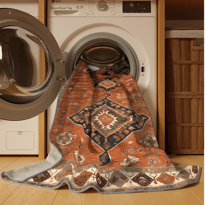 Tapis brun lavable à la machine, Rond 4 pi