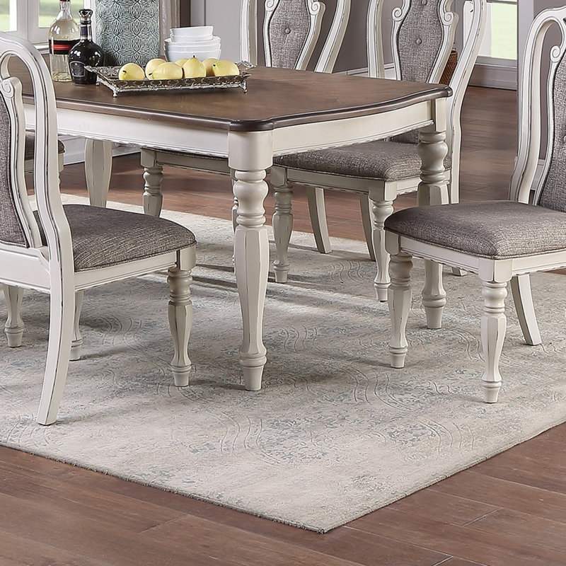 Transitional Style 7pc Dining Set, Antique White/Gray/Oak