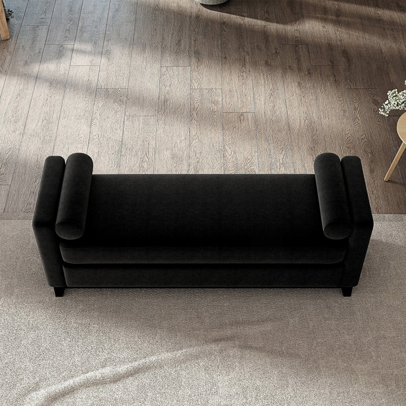 Banc rembourré avec coussins, Noir
