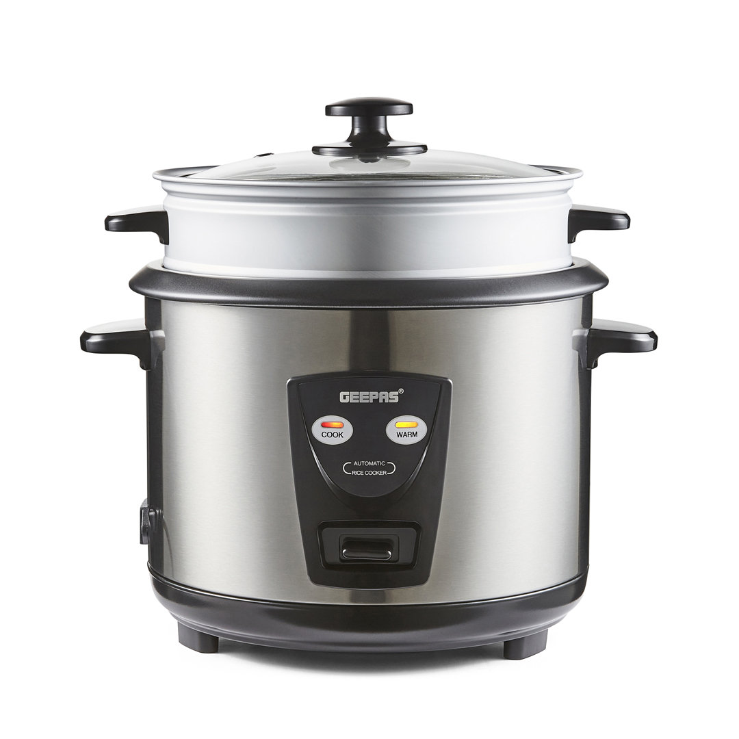 GEEPAS 2.8L Rice Cooker & Steamer, 1000W - Silver