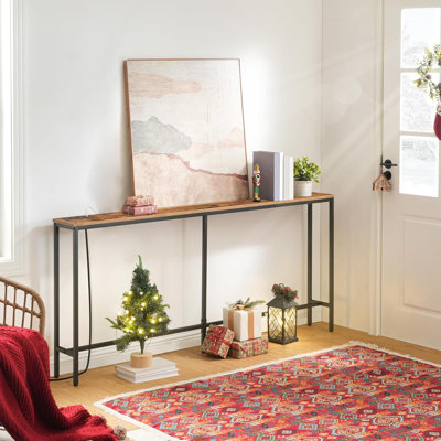 Console Table with Power Outlet Narrow Entryway Table