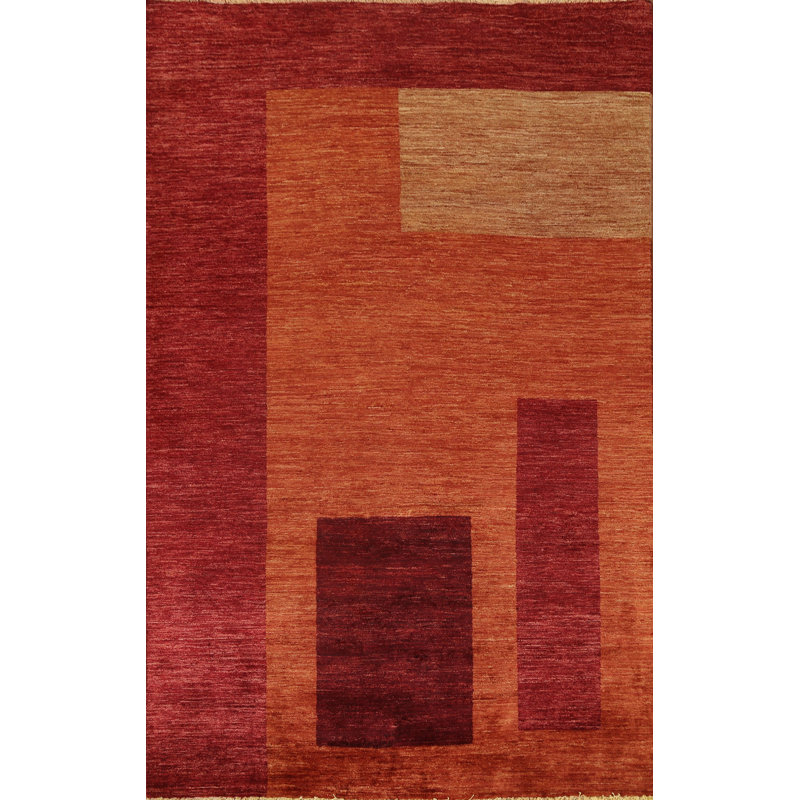 Tapis unique en laine noué à la main nouvel âge de 5 pi 6 po x 7 pi 9 po Allaroe