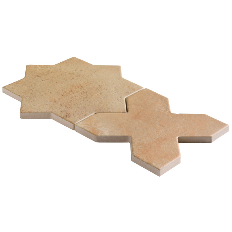 Parma Star and Cross 6" Terracotta Look Porcelain Tile, Cotto