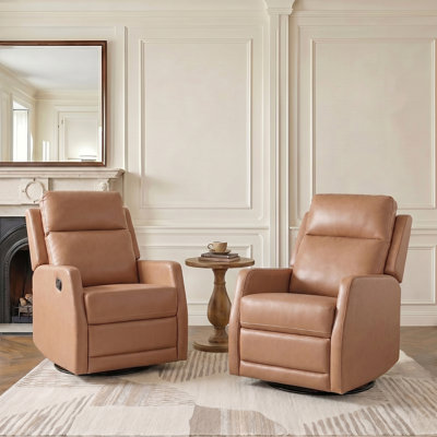 Giselle 26.5" Wide Manual Swivel Rocker Recliner with Metal Base