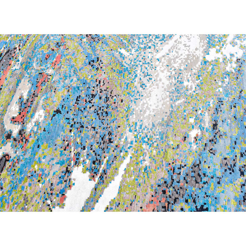 Hand Woven Wool Abstract Area Rug, Rectangle 5' x 8'