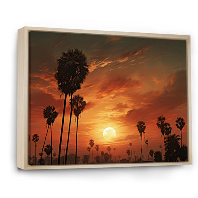 Coucher de soleil avec palmiers sur toile