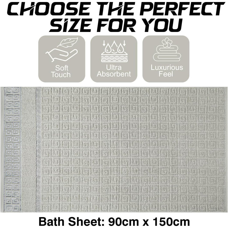 100% Cotton Ultra Light Bath Sheet, Grey