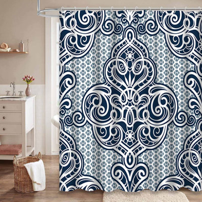 Rideau de douche rétro avec 12 crochets