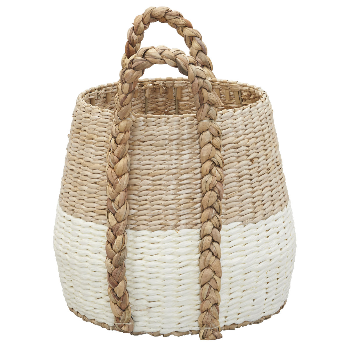 Two Tone Wicker Basket with Handles