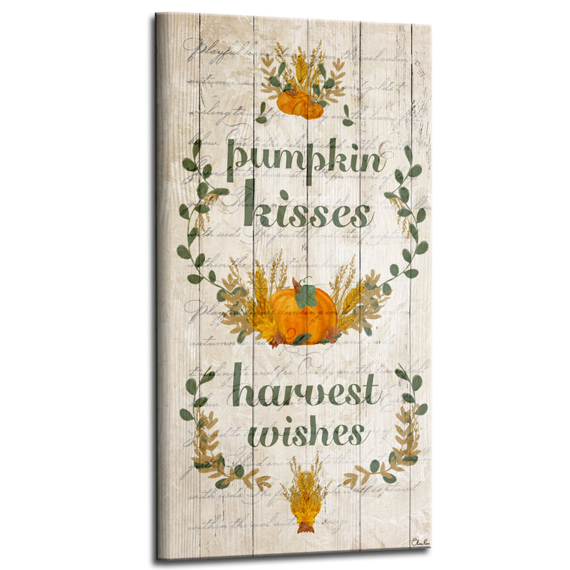 « Pumpkin Kisses » par Olivia rose, reproduction d’art textuel sur toile tendue, H 16 po x l 8 po x P 1,5 po