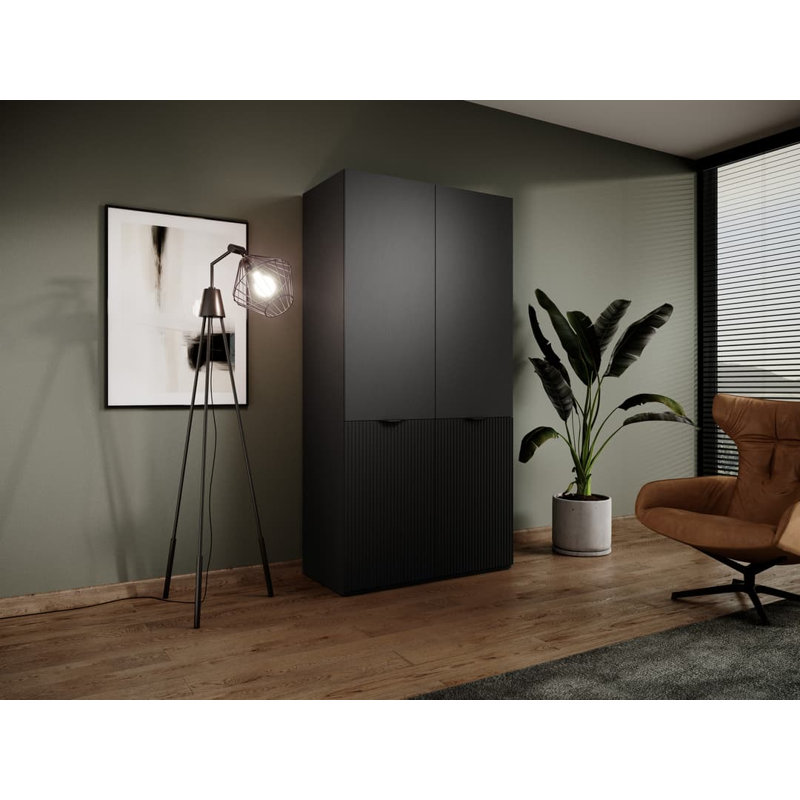2 Door Manufactured Wood Wardrobe, Black