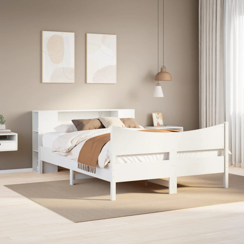 Nahunta Solid Wood Bed, 160cm W x 200cm L, White