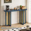 Console ovale en rotin - canapé de style campagnard en bois 47,8 po, table d'appoint, table d'entrée pour le couloir ou le salon, bleu antique-923310244