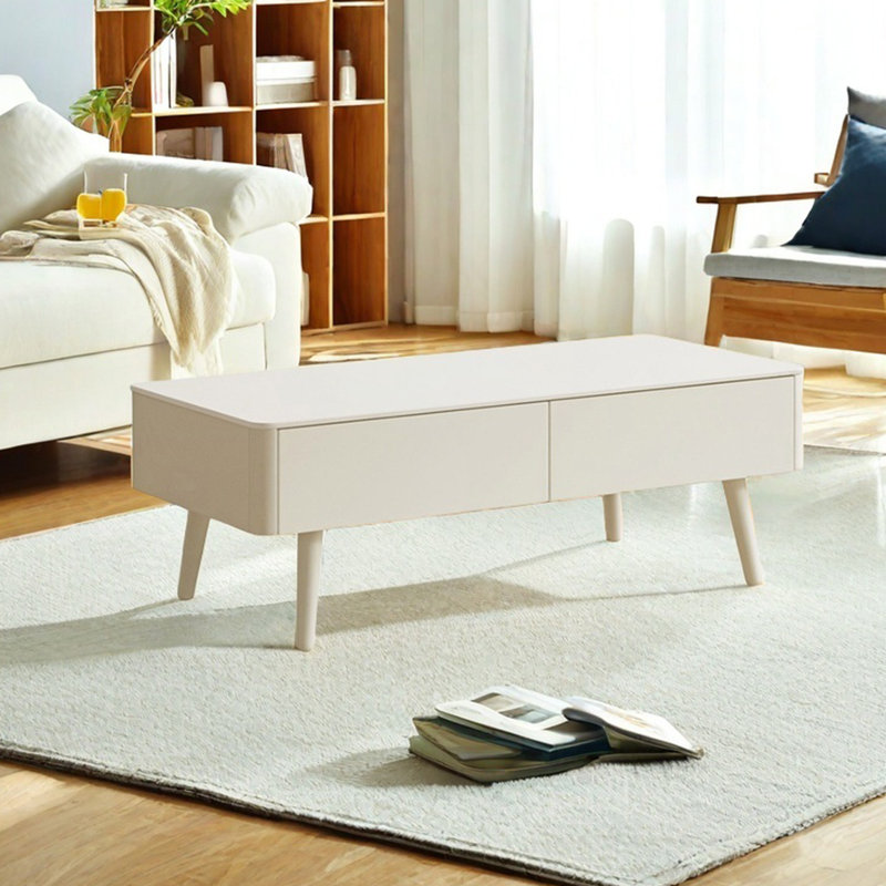 Simple rectangular solid wood coffee table, 16.5" H x 39.4" L x 19.7" W