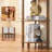 3-Tier Corner Shelf with Sturdy 5-Leg Base, Wooden Corner Bookcase for Small Spaces, Wooden Plant Display Shelf, Thin Bookshelf for Living Room, Bedroom, Office (Brown)-360925607-360925614
