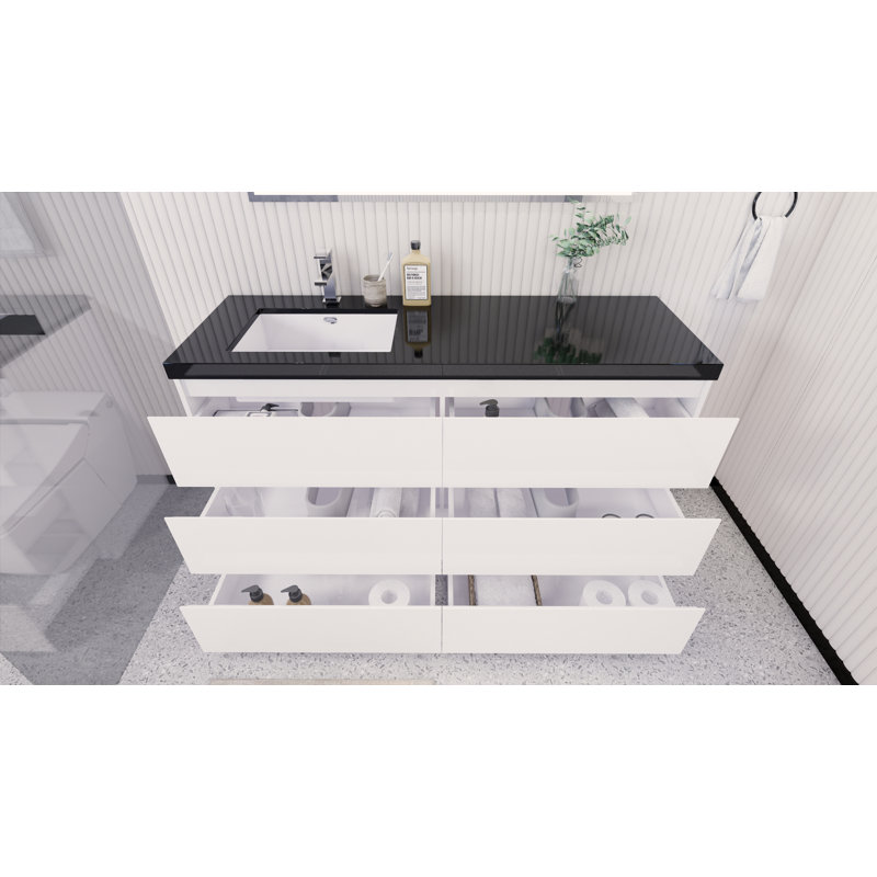 Base de meuble-lavabo simple 60 po Reyes, Blanc ultrabrillant