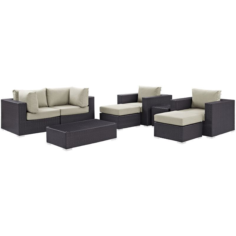 Ensemble modulaire d'extérieur pour terrasse 8 pièces Convene Collection, Beige espresso