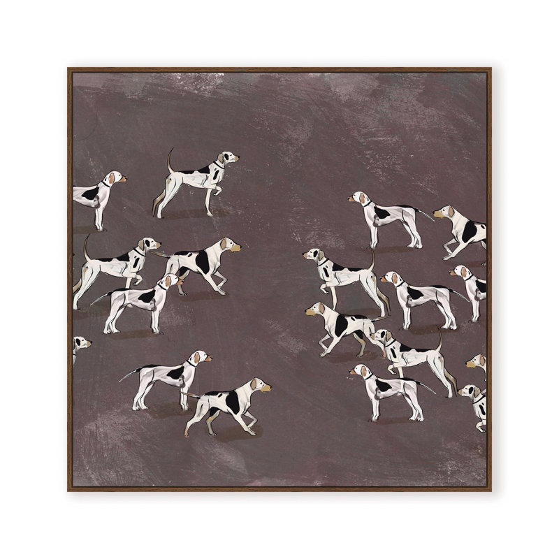 Nature Inspired Modern Ensemble: Sleek Hound Soirée, 36" H x 36" W, Framed Matted Print, Gold