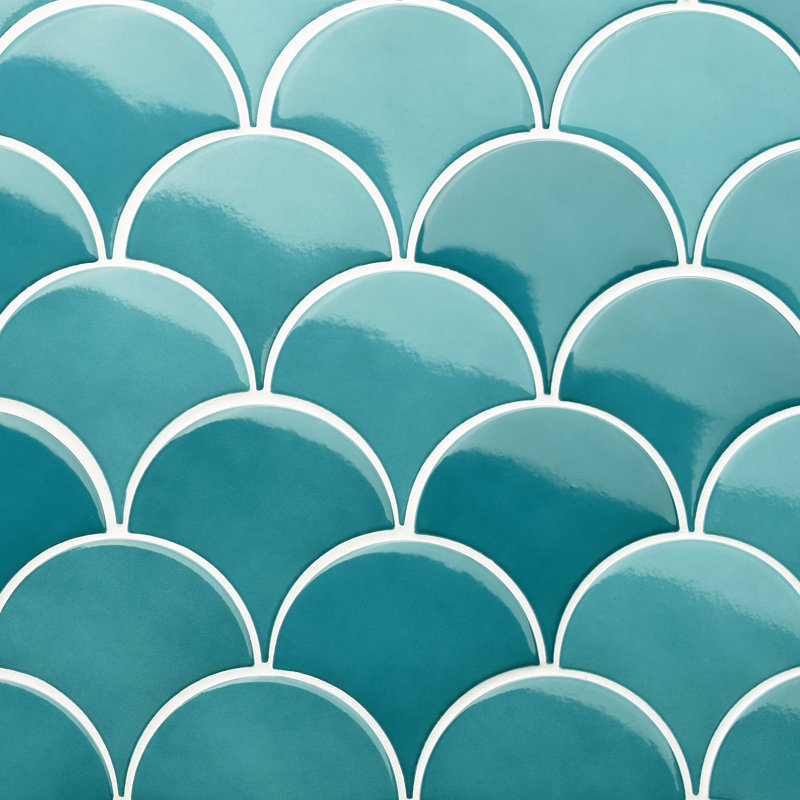 Riptide 2" x 5" Ceramic Patterned Wall Tile (4.06 Sq. Ft. / Case), Teal