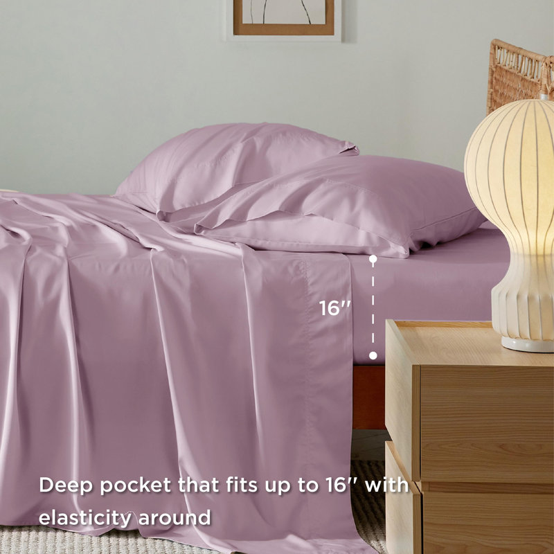 Essential Collection Cooling Rayon Derived from Bamboo Sheet Set, Lavender, Queen Sheet Set with 2 Pillowcases