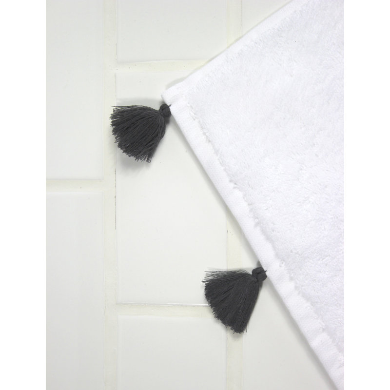 Funke 100% Cotton Plush Hand Towel, White/Pebble Gray
