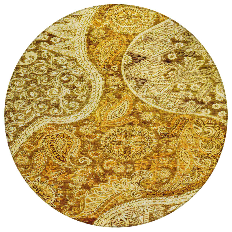 Carmina Orange Washable Indoor-Outdoor Rug - , 8' x 8'