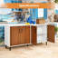 Buffet 4 portes avec grand rangement, armoire de cuisine moderne avec structure à 5 pieds pour la salle à manger et le salon