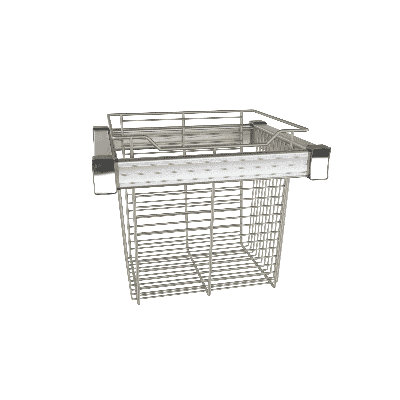 Satin Metal Premium 18" Full-Extension Slide-out Wire Basket for Cabinets with Aluminum Frame - Tall  16.3" Height
