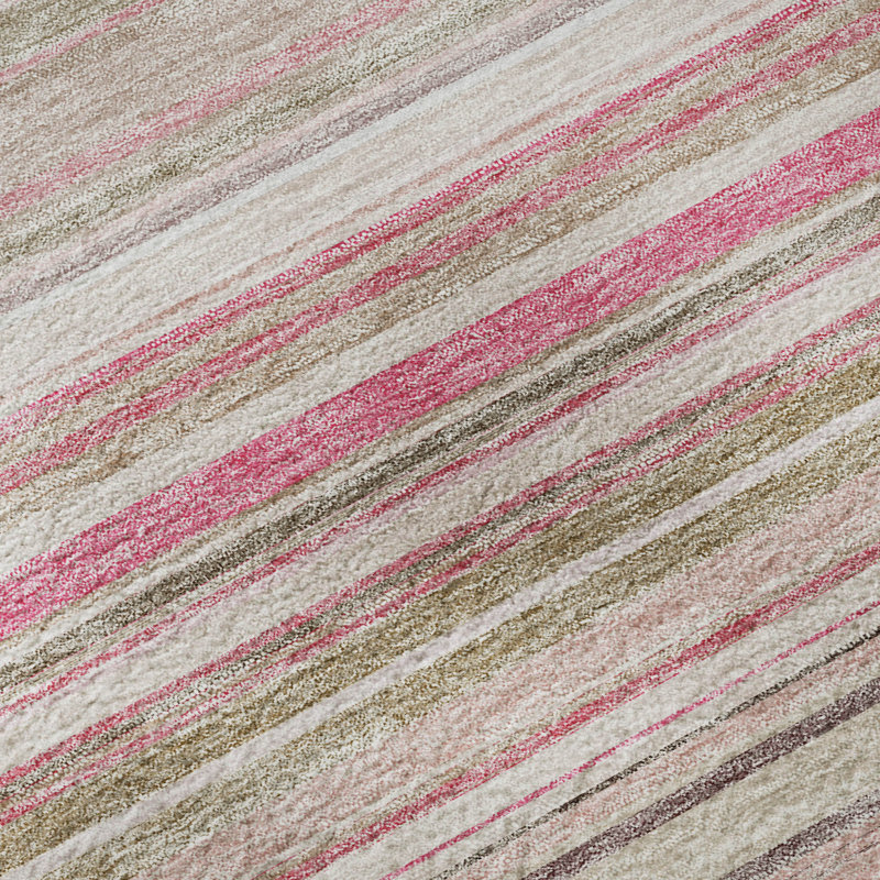 Premium Machine Washable Prisco Pink Rug, Rectangle 5' x 7'6"