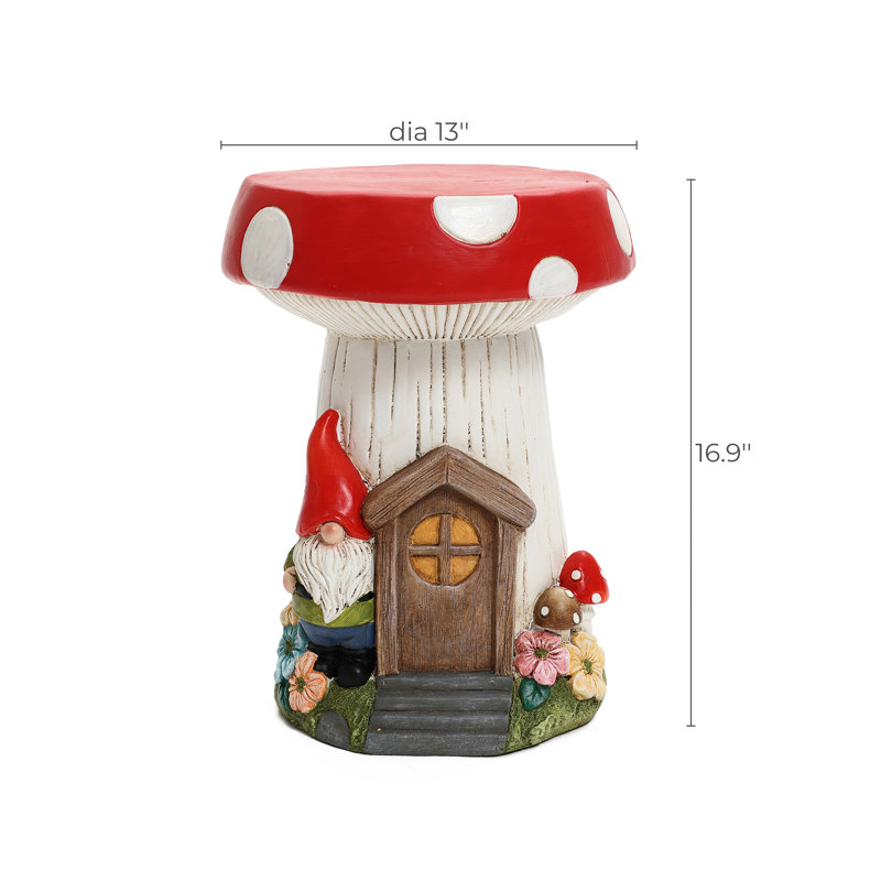 Gnome Mushroom MgO Sculpture Side Table Indoor/Outdoor