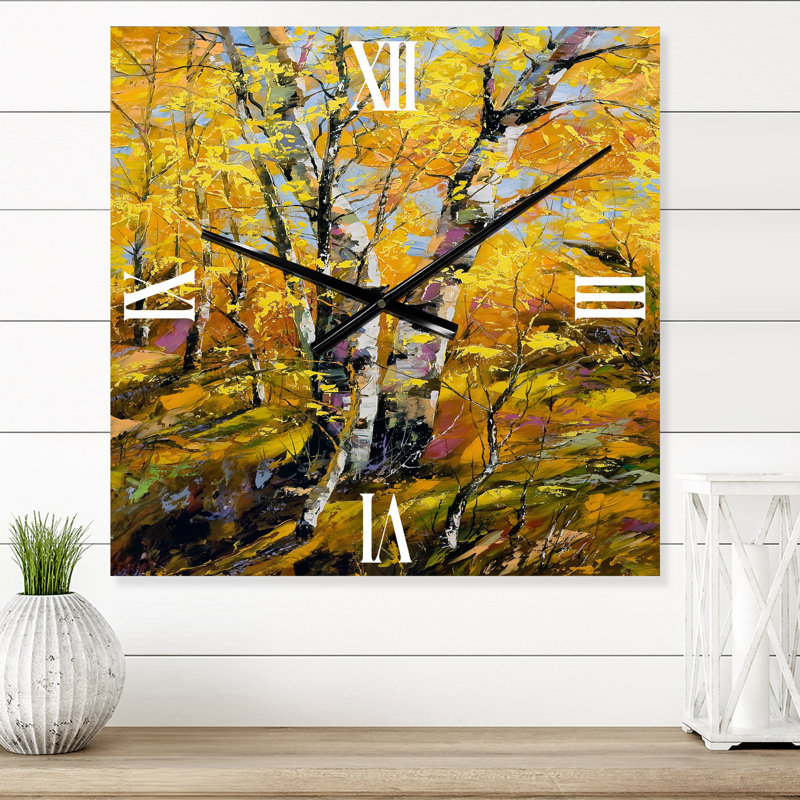 Birches in Autumn Wood - Horloge murale, Moyen