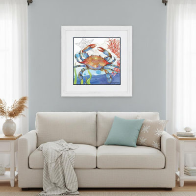 Oceana Crab White Framed Print Wall Art