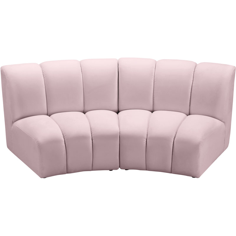 Canapé modulaire en velours Infinity, Velours rose, 2 pièces