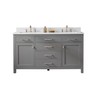 Ajhane 60'' Double Bathroom Vanity with Engineered Stone Top
