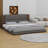Floor Upholstered Platform Bed With Extended Wood Headboard & Bedside Shelf