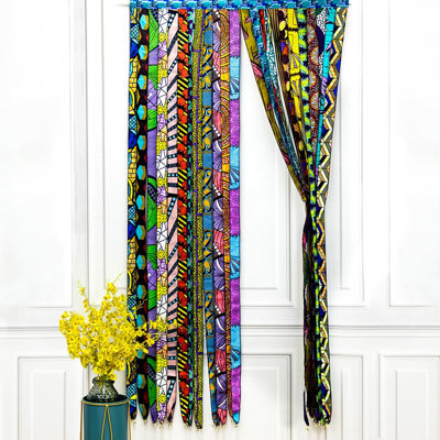 Rideau de porte de style bohème hippie, imprimé vintage, motif Ankara Kente multicolore, offert en plusieurs tailles (75 x 39 pouces), idéal pour le salon ou la chambre.
