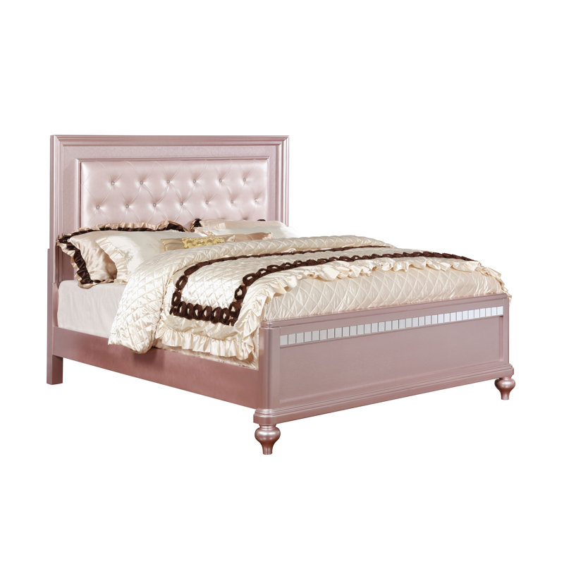 Annistyn Vegan Leather Standard Bed, Rose Gold, Queen