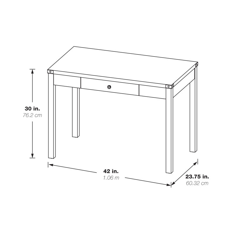 Champagne Oak Wood Writing Desk with Drawer and Keyboard Tray