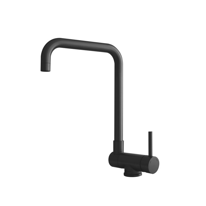 Robinet de cuisine à poignée simple rétractable, Noir mat