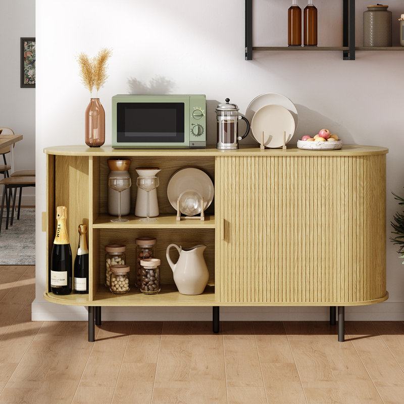 Armoire de rangement de 55 pouces avec portes et tablettes, Chêne