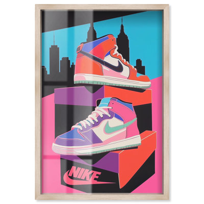 City Pop Sneakers Shadowbox Print Sneaker Wall Decor by Art Remedy