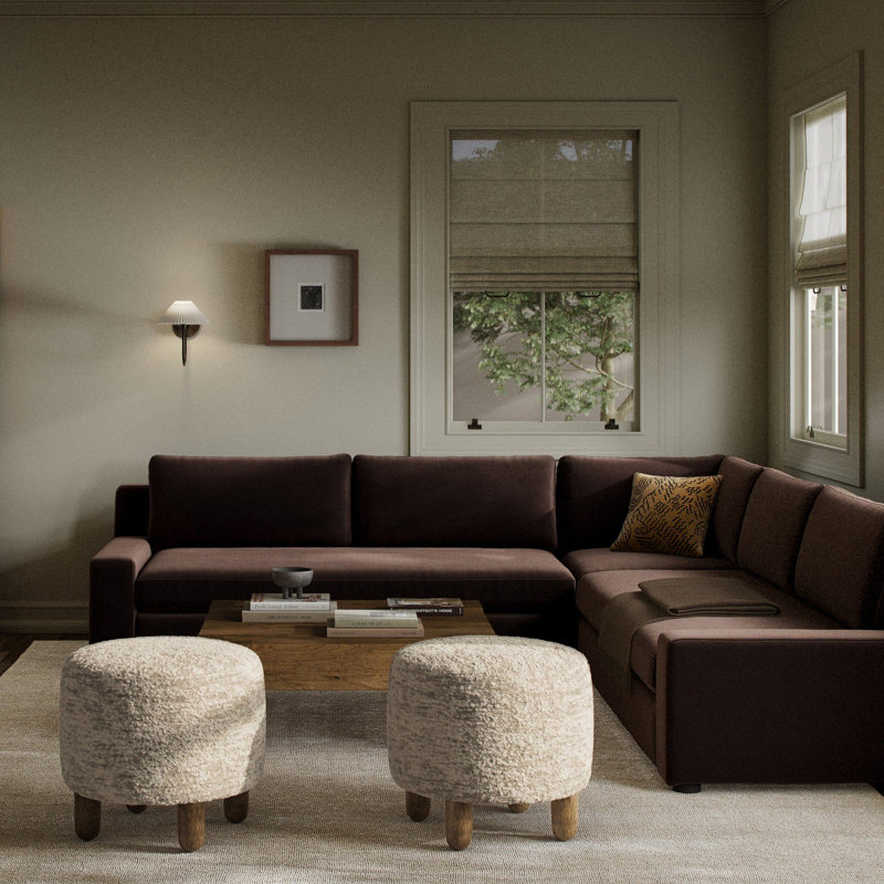 Canapé modulaire 3 pièces Yelena, Mélange de coton et de cacao Surrey