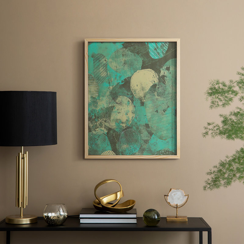 «Minty Green Orbs II», reproduction encadrée - bois massif, Naturel, H 30 po x l 24 po