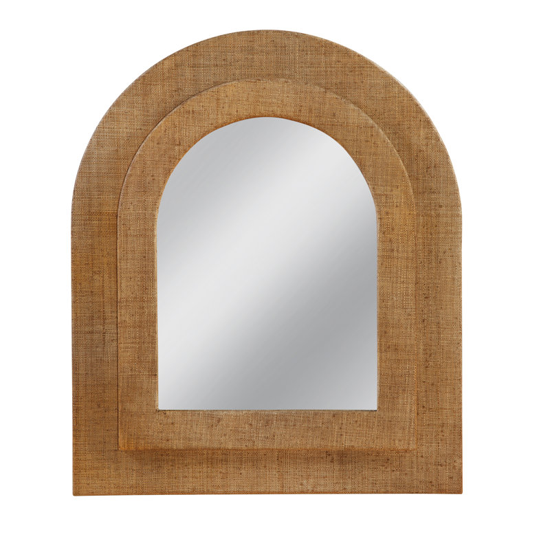 Haven Arch Rattan Mirror, Sea Glass