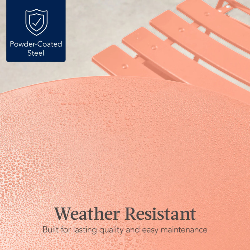 Folding Patio Bistro Set, Coral