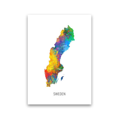 Sweden Watercolour Map by Michael Tompsett - Print